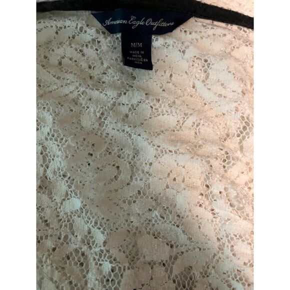 American Eagle Cute Goth Charcoal Gray with Lace Back Top SZ M - Picture 3 of 4